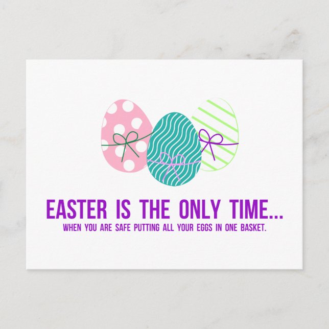 Sicher, um Eier in einen Korb zu legen Postkarte (Vorderseite)