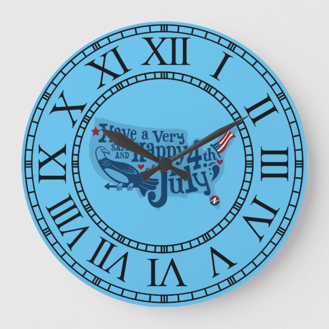 Sicher und glücklich 4. Juli Große Wanduhr (Vorderseite)