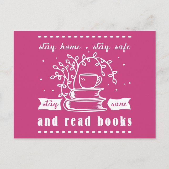 Sichere Bleibe Zuhause und Lese-Bücher Bleibe Postkarte (Vorderseite)