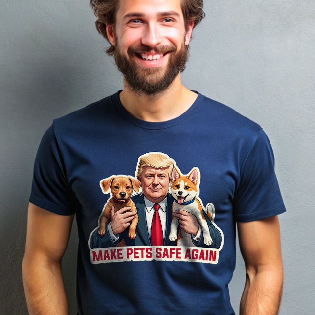 Sichere Haustiere in der Debatte über Trump währen T-Shirt (Von Creator hochgeladen)