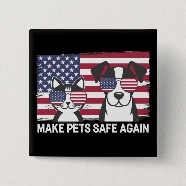 Sichere Haustiere in Trump Harris-Debatte 2024 Button (Vorderseite)