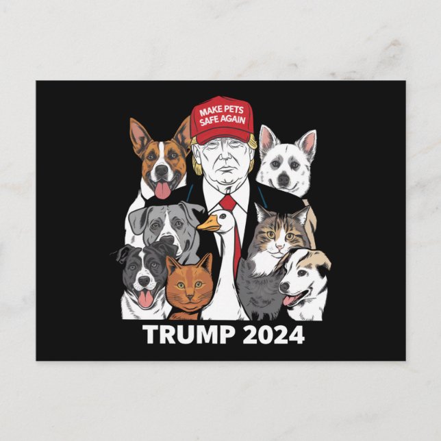 Sichere Haustiere Trump 2024 Rette unsere Haustier Postkarte (Vorderseite)