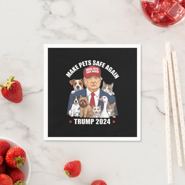 Sichere Haustiere Trump 2024 Rette unsere Haustier Serviette (Beispiel)