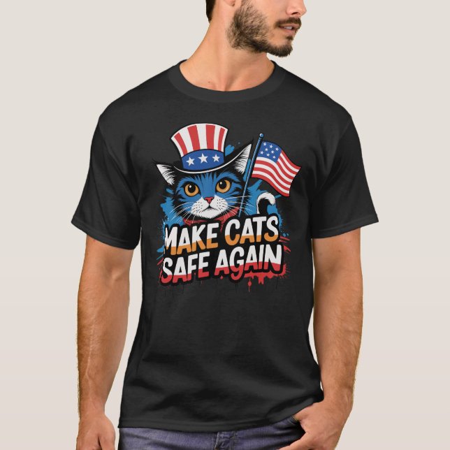 Sichere Katzen bei den sonnigen Wahlen 2024 - Qu T-Shirt (Vorderseite)