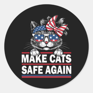 Sichere Katzen wieder Funny Cat Lover US Flag Runder Aufkleber