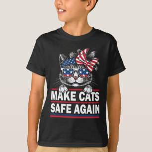 Sichere Katzen wieder Funny Cat Lover US Flag T-Shirt