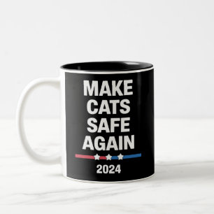 Sichere Katzen zum Präsidenten 2024 Zweifarbige Tasse