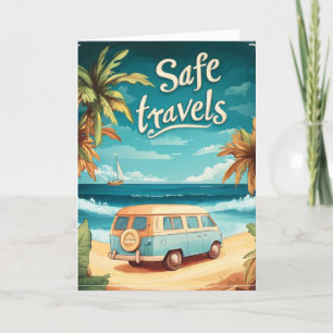 Sichere Reisen Strand Auto Retro Feiertagskarte