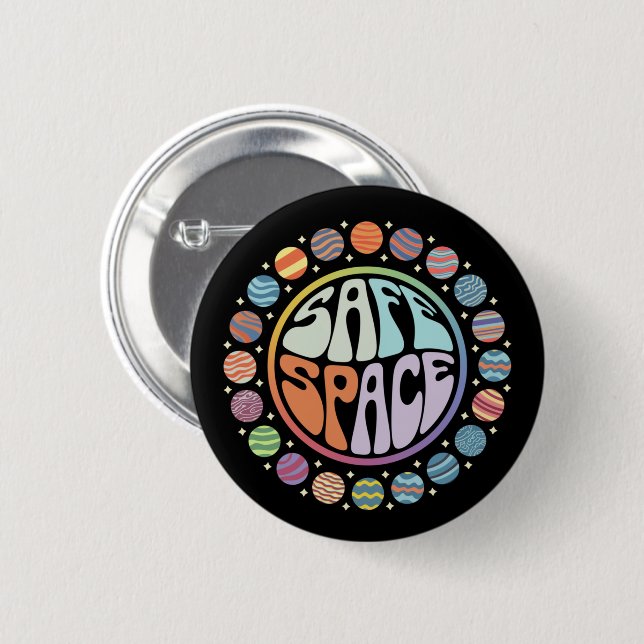 Sicherer Platz LGBTQ-freundlicher Pride-Support Button (Vorne & Hinten)