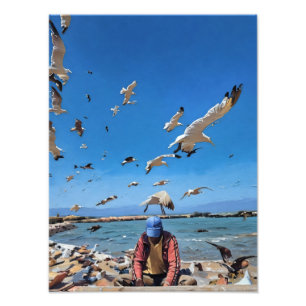 Sicherheit am Meer mit Vögeln in die Höhe schießen Fotodruck