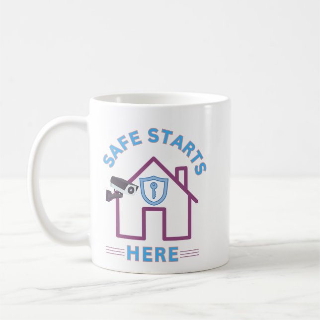 Sicherheit beginnt hier kaffeetasse (Links)