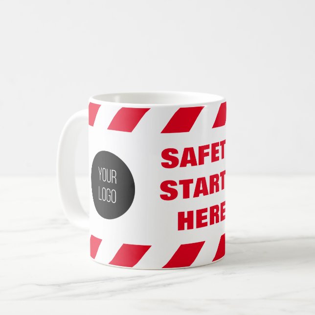 Sicherheit beginnt hier mit dem Logo des Red White Kaffeetasse (Vorderseite Links)