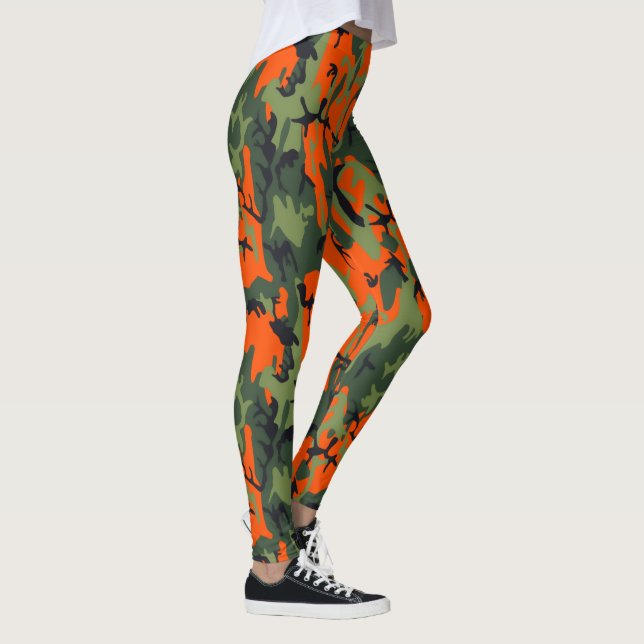 Sicherheit Blaze Orange und grüne Camouflage Leggings (Rechts)