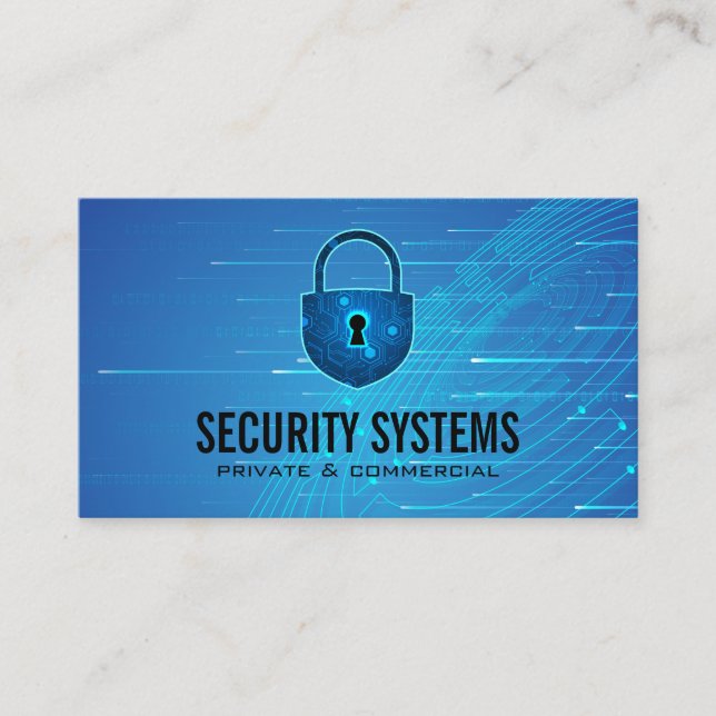 Sicherheit Cyber Lock | Tech Hintergrund Visitenkarte (Vorderseite)