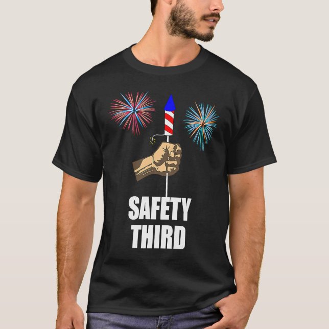Sicherheit Dritter 4. Juli Unabhängigkeit Feuerwer T-Shirt (Vorderseite)