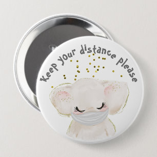 Sicherheit Elefant Kind Corona soziale Distanz Button