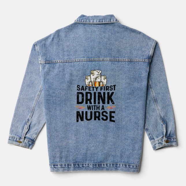 Sicherheit Erste Drink Bier Drinker Nurse National Jeansjacke (Rückseite)