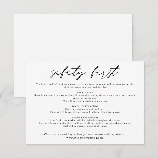 Sicherheit Erste Einfache Schwarz-weiße Sicherheit Begleitkarte (Vorne/Hinten)