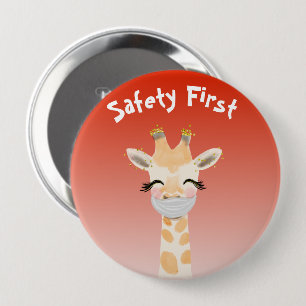 Sicherheit Erste Giraffe Tier Niedlich Button