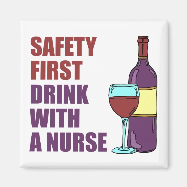 Sicherheit Erster Drink mit Cartoon aus Nurse Magnet (Vorne)