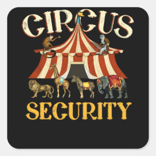 Sicherheit für das Party des Circus Vintag Quadratischer Aufkleber