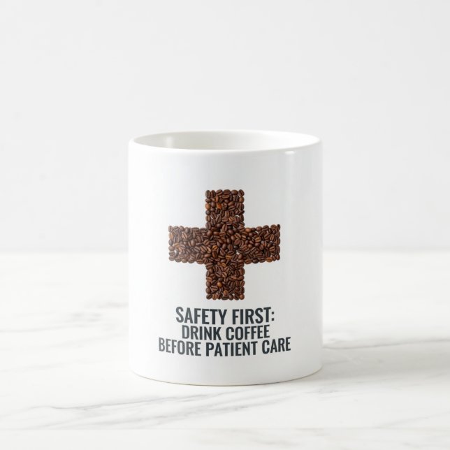 Sicherheit geht vor: Kaffee trinken bevor Patient  Kaffeetasse (Mittel)