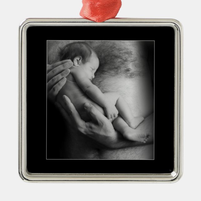 Sicherheit in den Armen meines Vaters Silbernes Ornament (Vorne)