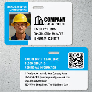 Sicherheits-ID-Foto-Logo-QR-Code Blau Mitarbeiter Ausweis
