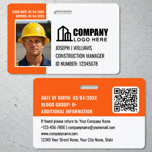 Sicherheits-ID-Foto-Logo-QR-Code Orange Mitarbeite Ausweis
