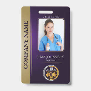 Sicherheits-ID Mitarbeiter-Foto QR-Code Lila und S Ausweis