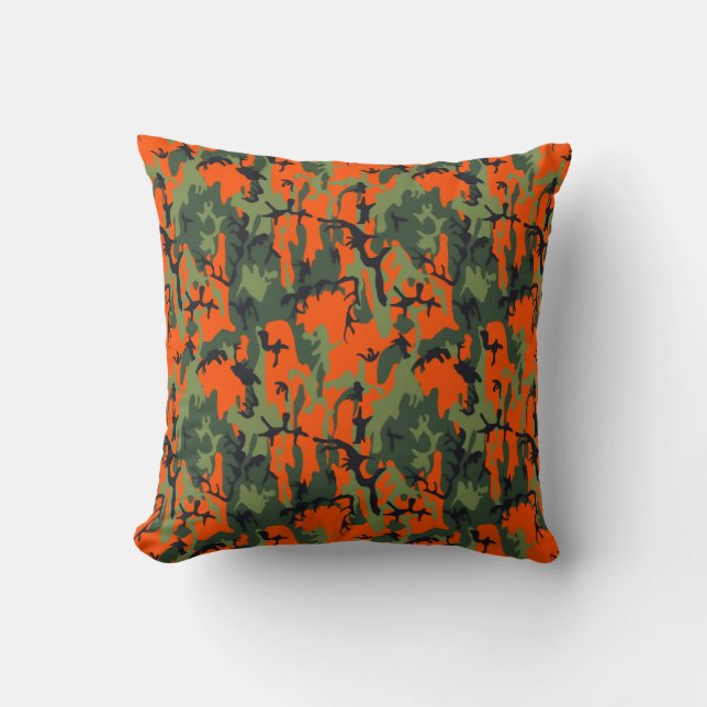 Sicherheits-orange und grüne Camouflage Kissen (Vorderseite)