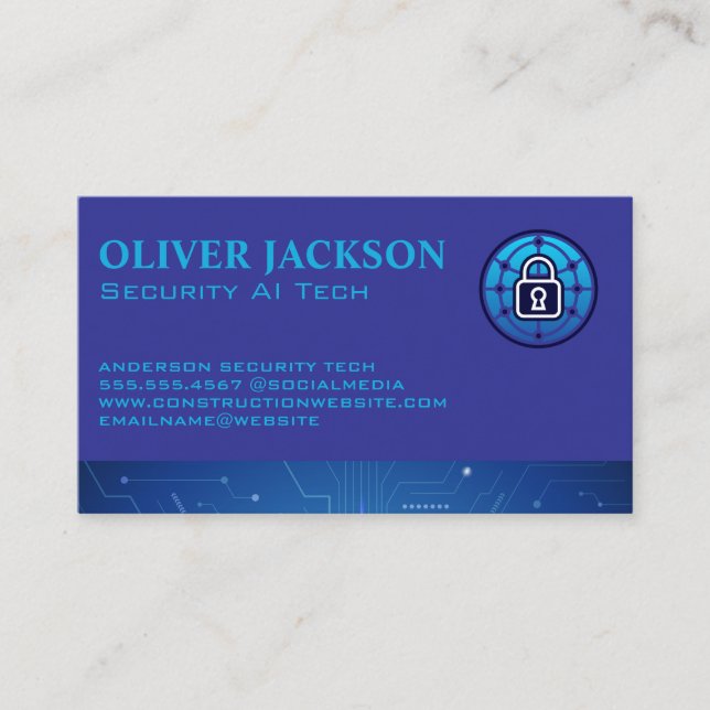 Sicherheits-Schloss | Tech-Hardware-Software Visitenkarte (Vorderseite)