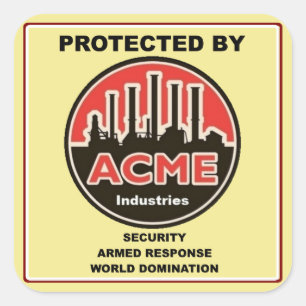 Sicherheitsaufkleber der Acme Industries Quadratischer Aufkleber