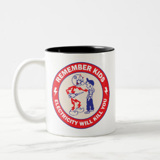 Sicherheitsbewusstsein für Kinder, Strom kann töte Zweifarbige Tasse