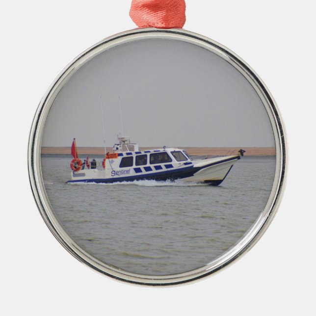 Sicherheitsboot Silbernes Ornament (Vorne)
