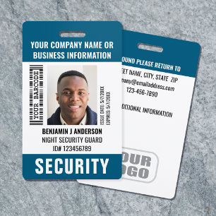 Sicherheitsdienst Ausweis Foto Name Barcode Türkis