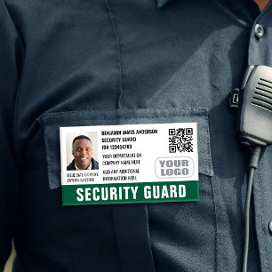 Sicherheitsdienst Ausweis Foto Name Logo QR Grün Namenschild