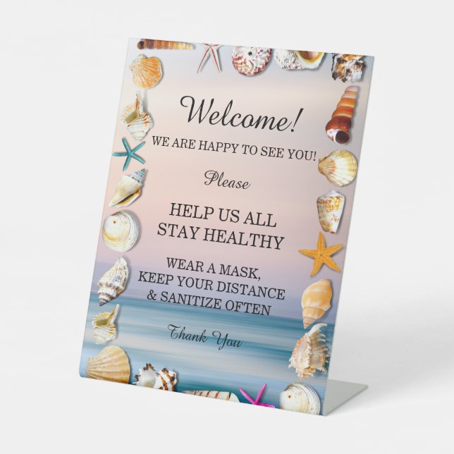 Sicherheitsmaßnahmen für Sandstrände und Muscheln Sockelschild (Vorderseite)