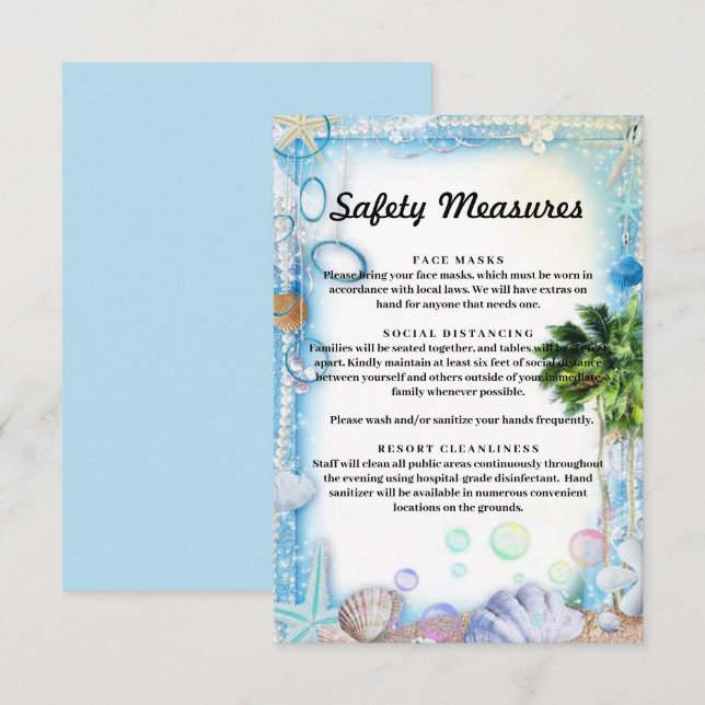 Sicherheitsmaßnahmen für tropische Strände Begleitkarte (Vorne/Hinten)