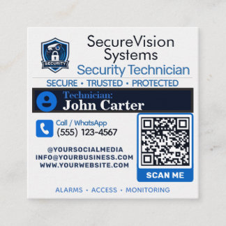 Sicherheitstechniker & Alarmanlagenservice QR indi Quadratische Visitenkarte