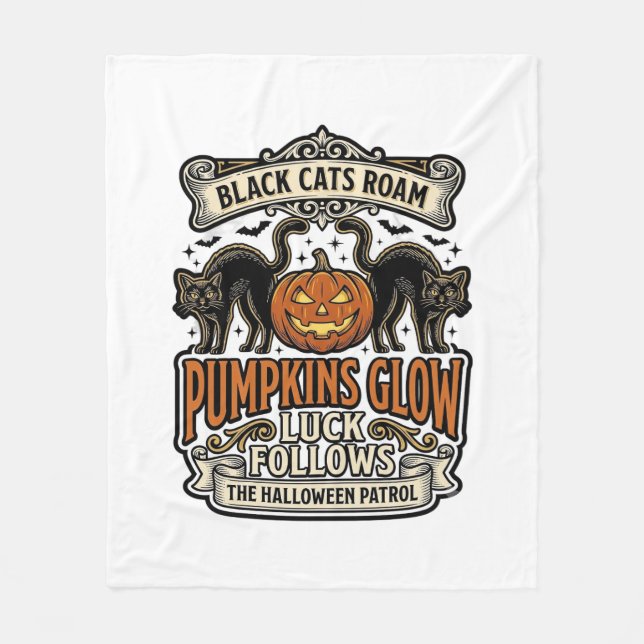 Sicherheitswache-Halloween-Shirt mit schwarzen Kat Fleecedecke (Vorderseite)