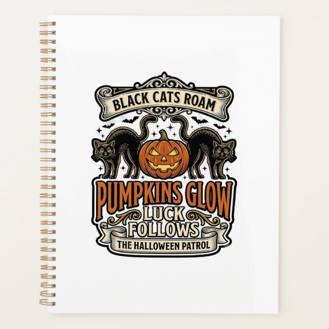 Sicherheitswache-Halloween-Shirt mit schwarzen Kat Planer (Vorderseite)
