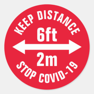 Sicherheitszeichen für soziale Distanziertheit Cor Runder Aufkleber