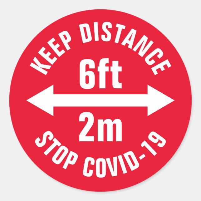 Sicherheitszeichen für soziale Distanziertheit Cor Runder Aufkleber (Vorderseite)
