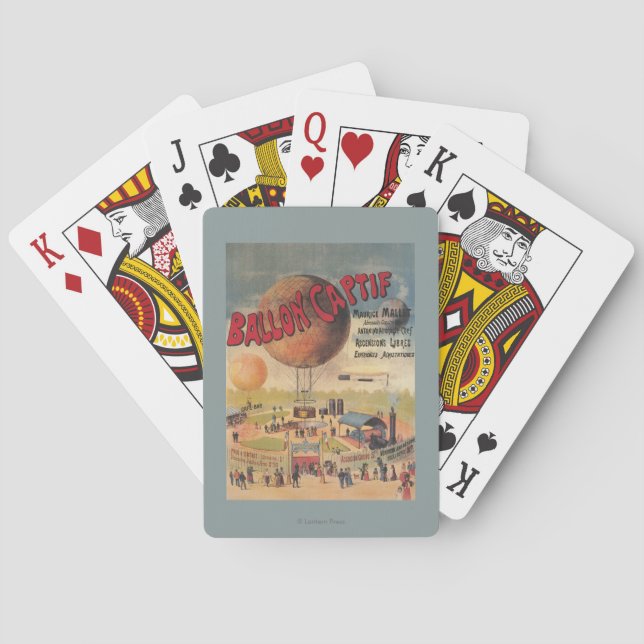 Sichernder Ballon-Fahrten an einem Spielkarten (Rückseite)