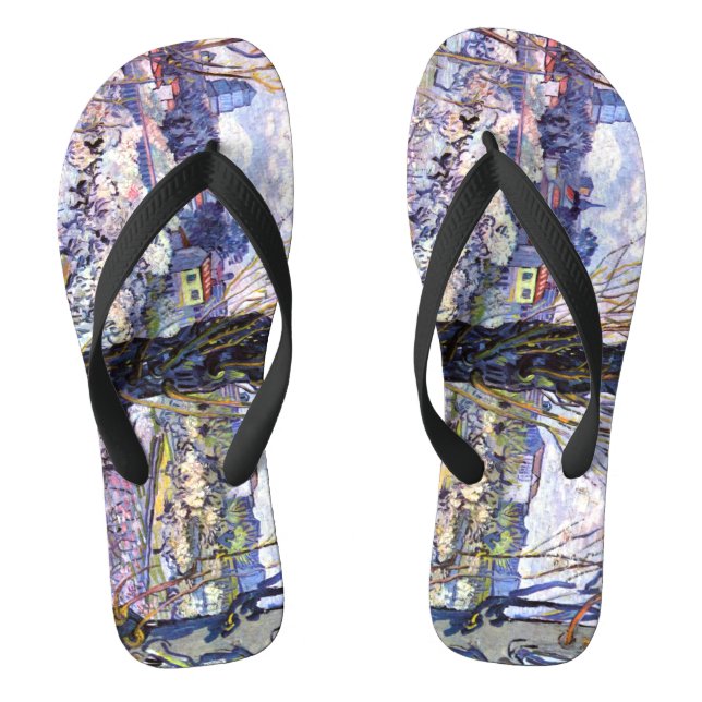 Sicht auf Arles, blühende Orchideen (1889) Van Gog Flip Flops (Fußbett)