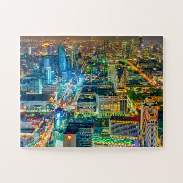 Sicht auf Bangkok in der Nacht Puzzle (Horizontal)