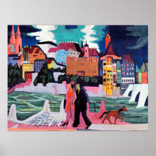 Sicht auf Basel und den Rhein Poster