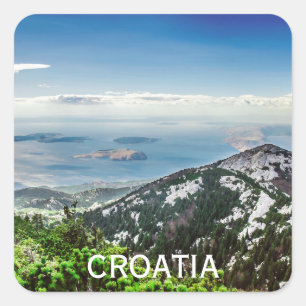 Sicht auf das Meer aus den Bergen in Kroatien Quadratischer Aufkleber