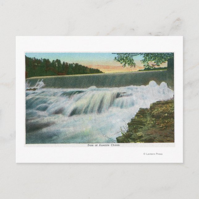 Sicht auf den Damm bei Ausable Chasm Postkarte (Vorderseite)